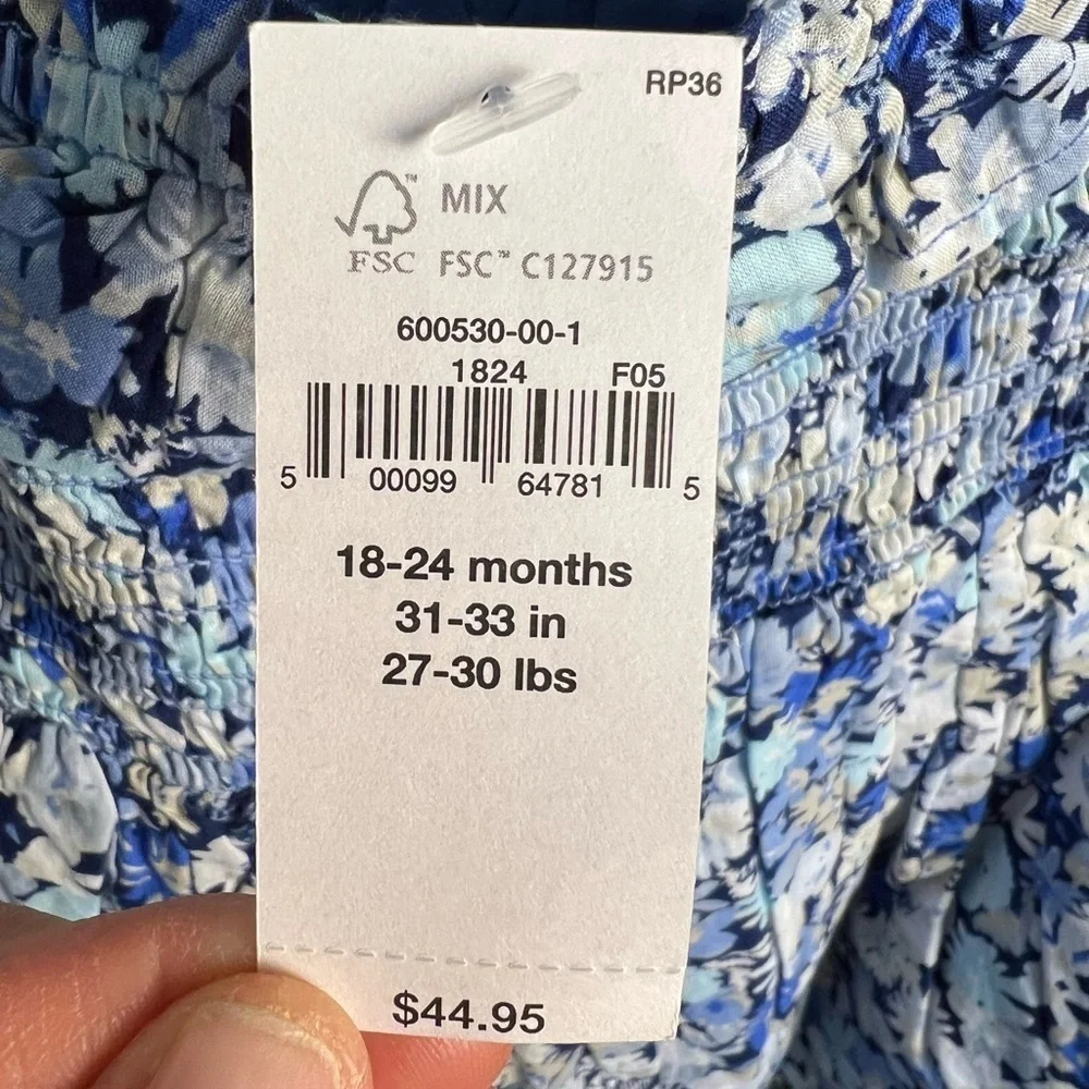 Baby Gap blue floral dress, bloomers and matching headband 18-24 months